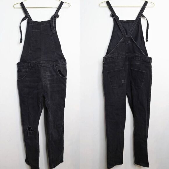 Zara Charcoal Distressed Denim Overalls - Small K10021 - Picture 1 of 5